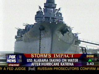 USS Alabama listing